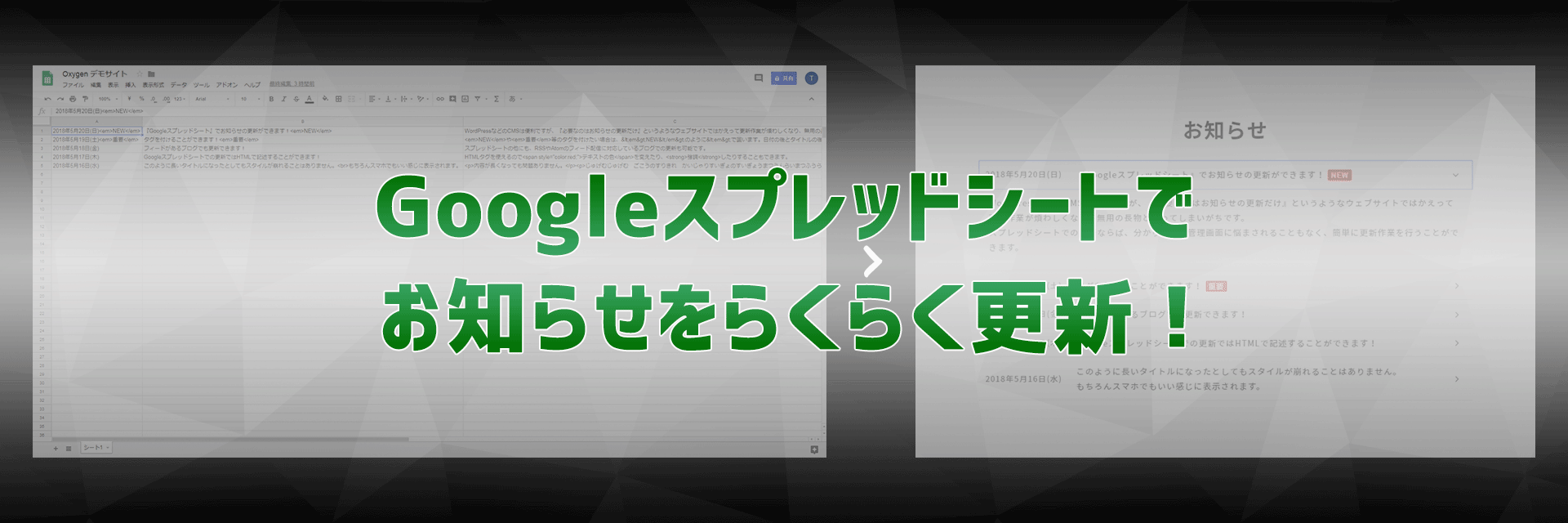 Googleスプレッドシートでお知らせをらくらく更新！